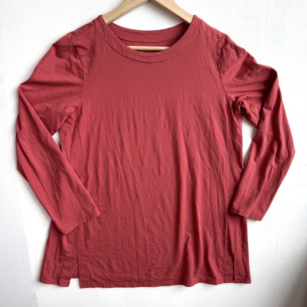 J. Jill Luxe Supima Forward-Seam Tunic Top Red Terracotta Medium cozy